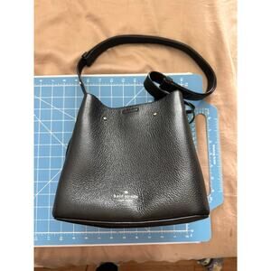 Kate Spade Marti Bucket Bag Black Pebbled Leather Pink Lining Spade Twist Lock